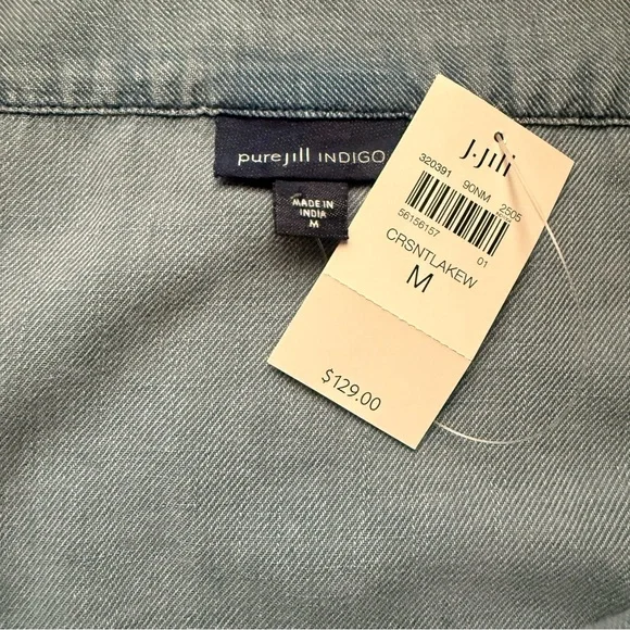 J.Jill Pure Denim Indigo Collection Dress Blue Size M Midi Relaxed Lagenlook NWT - Picture 7 of 12